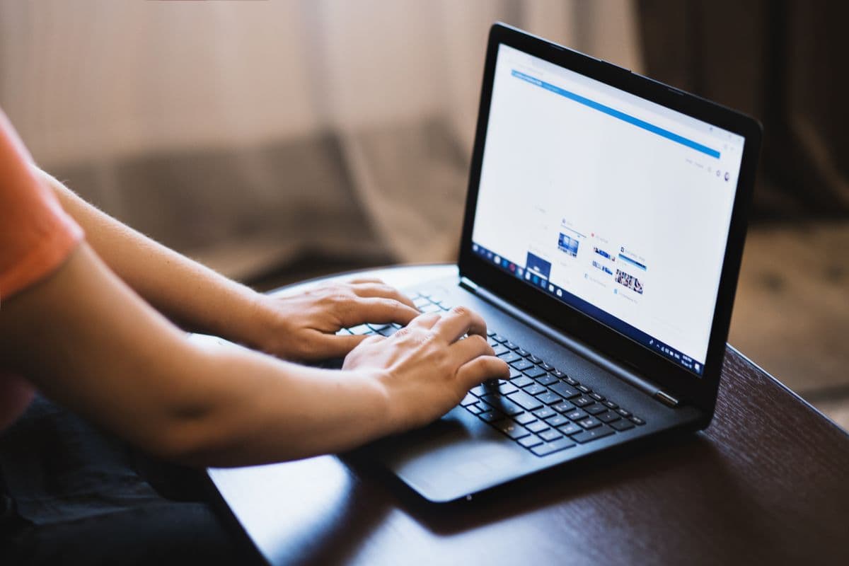 Typing a search on a keyboard