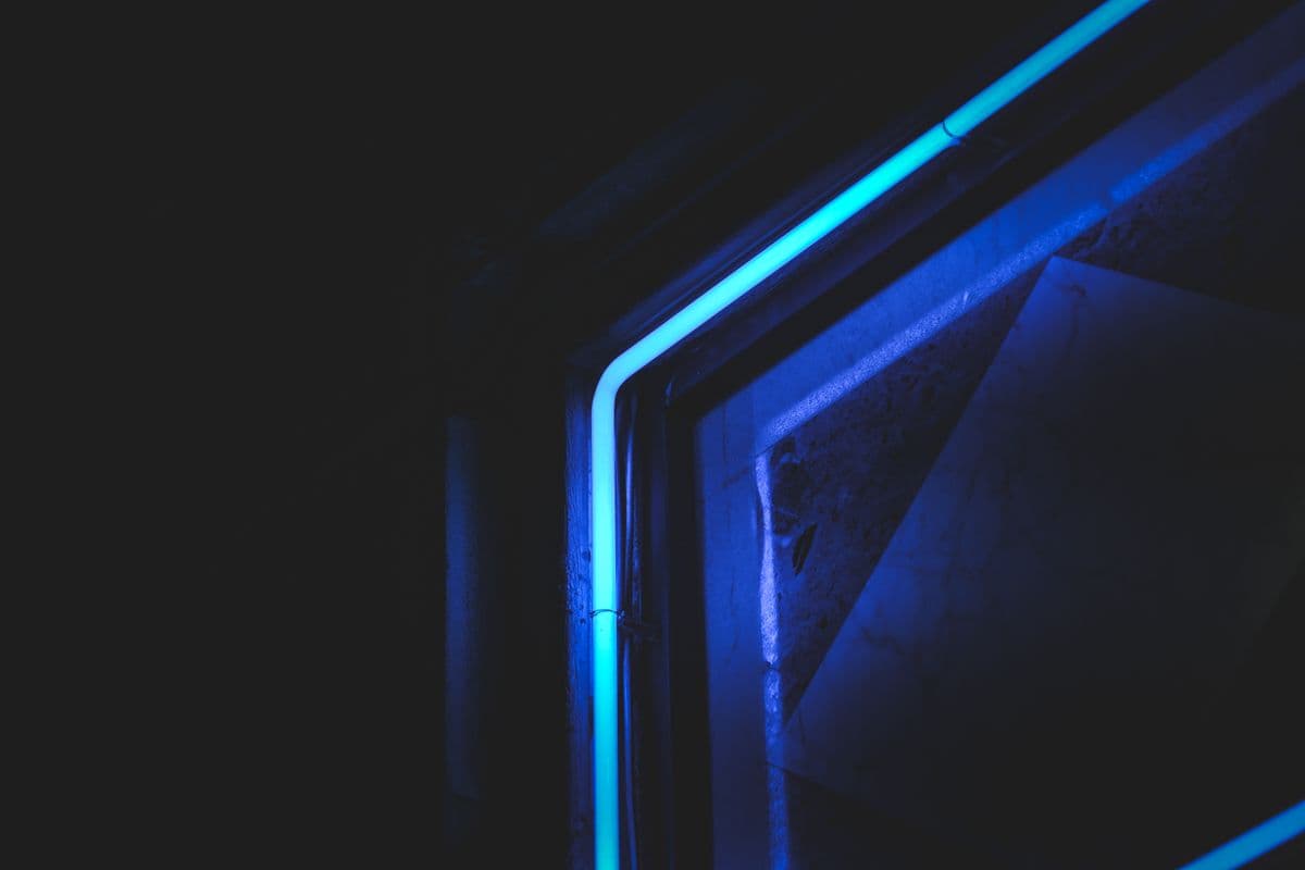Cool neon-blue abstract lights