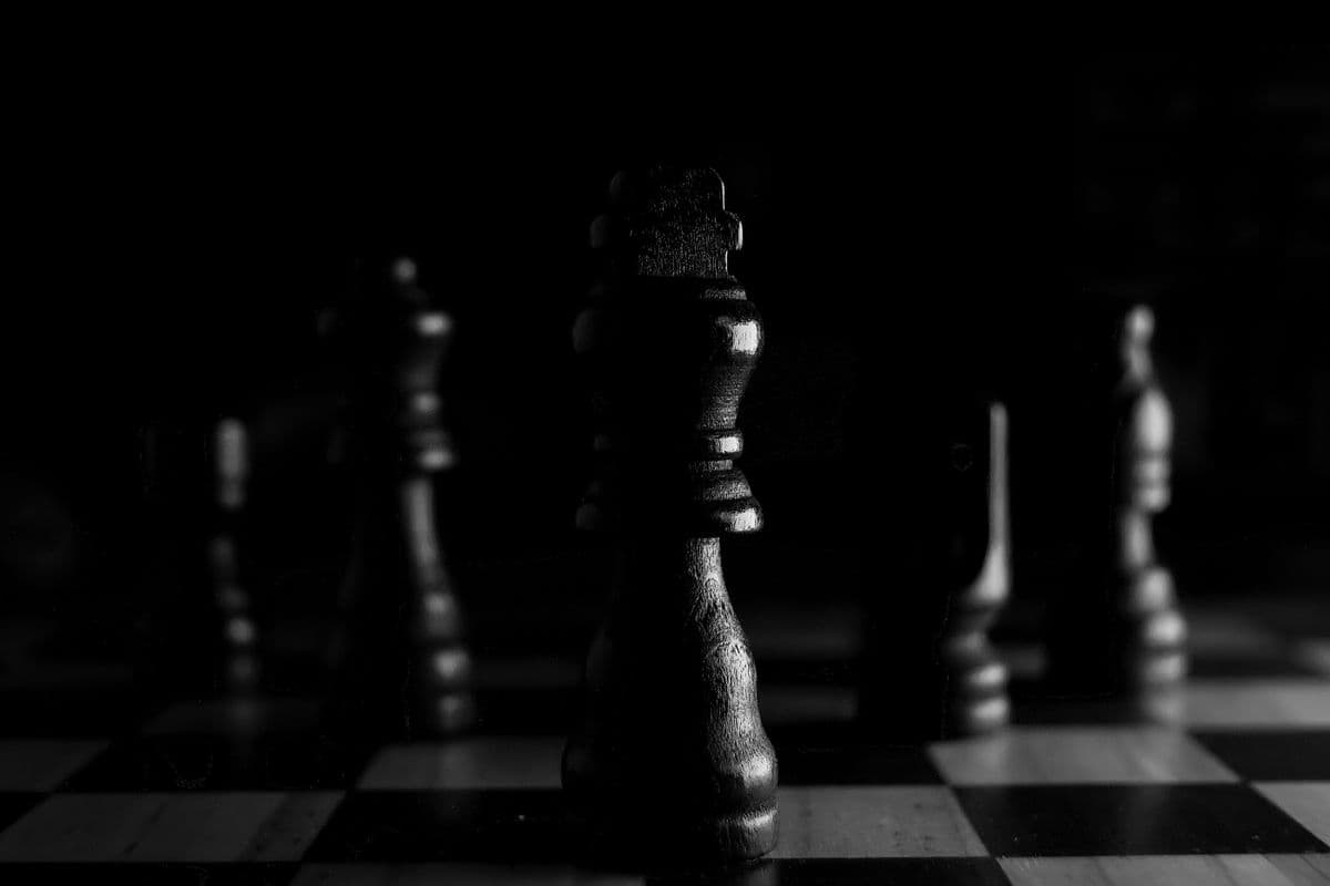 A chess board mid-game