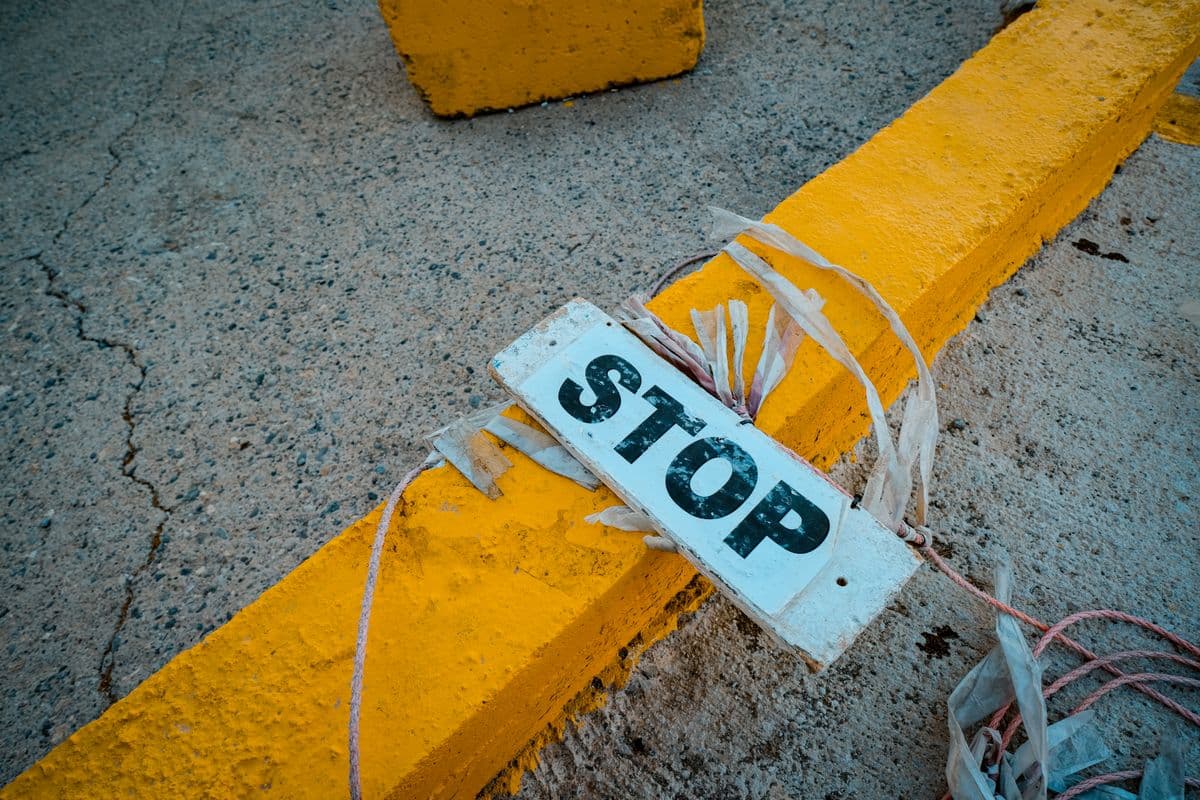 A yellow caution sign